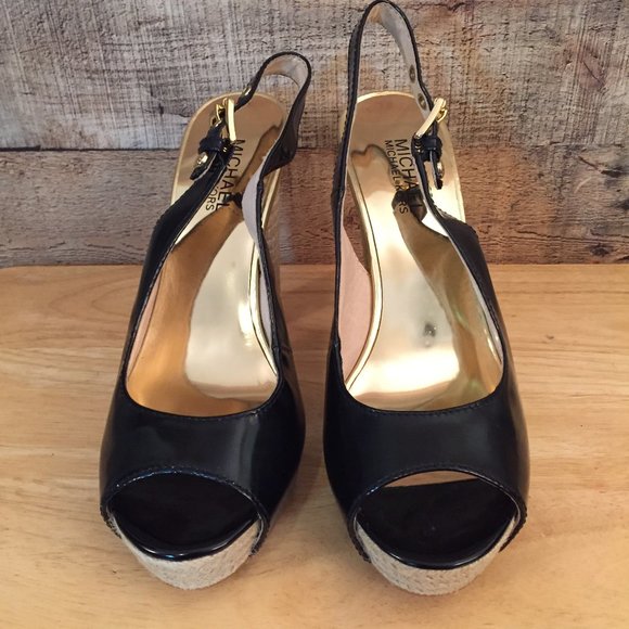 MICHAEL Kors Black Platform Slingback Sandal Sz 8M - Picture 3 of 6